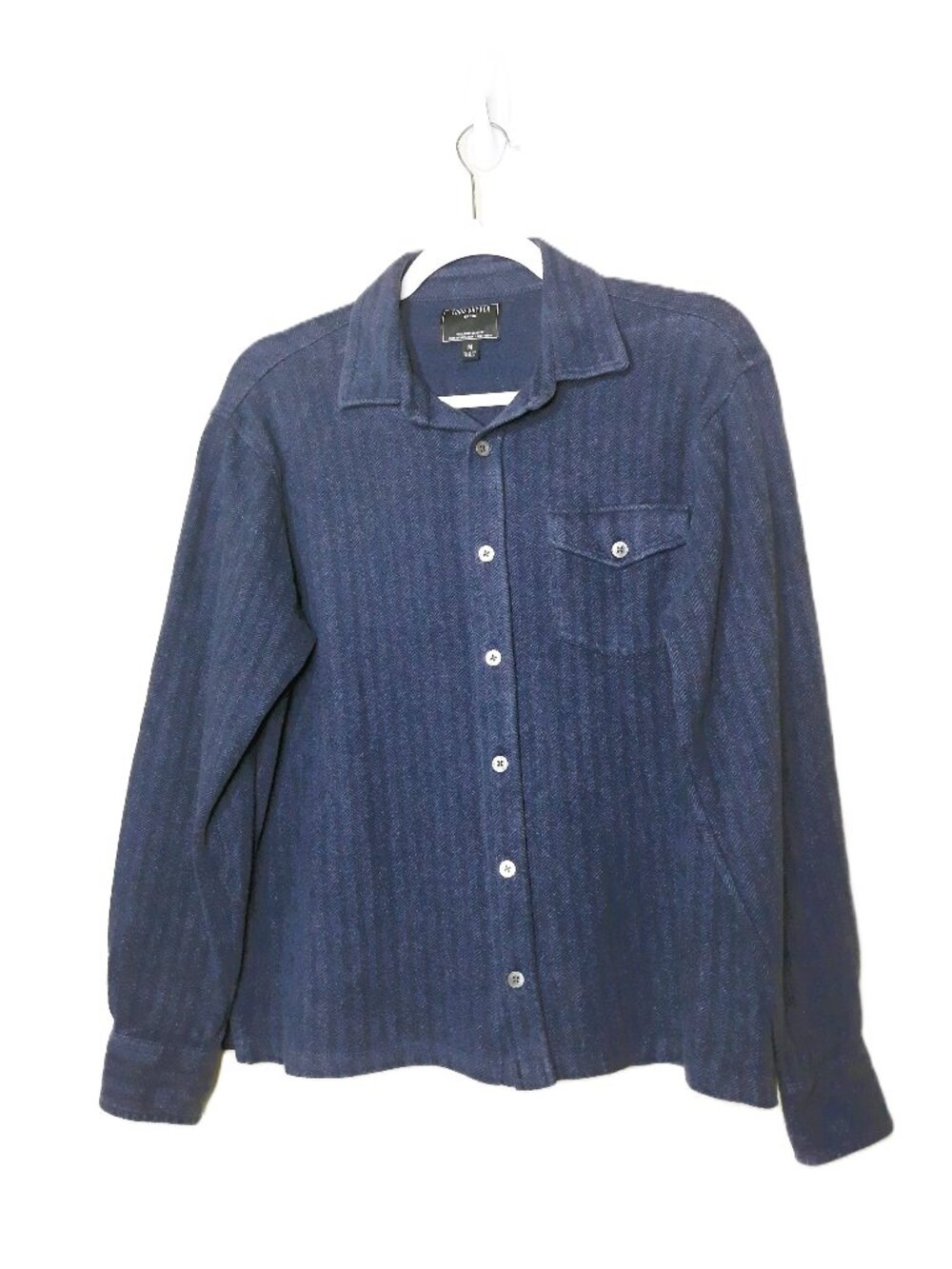 Todd Snyder Brushed Cotton Herringbone Button-Up Shirt Medium Blue